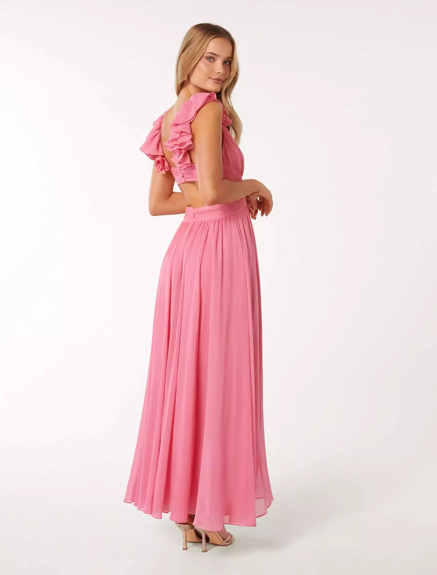 Selena Ruffle Shoulder Maxi Dress