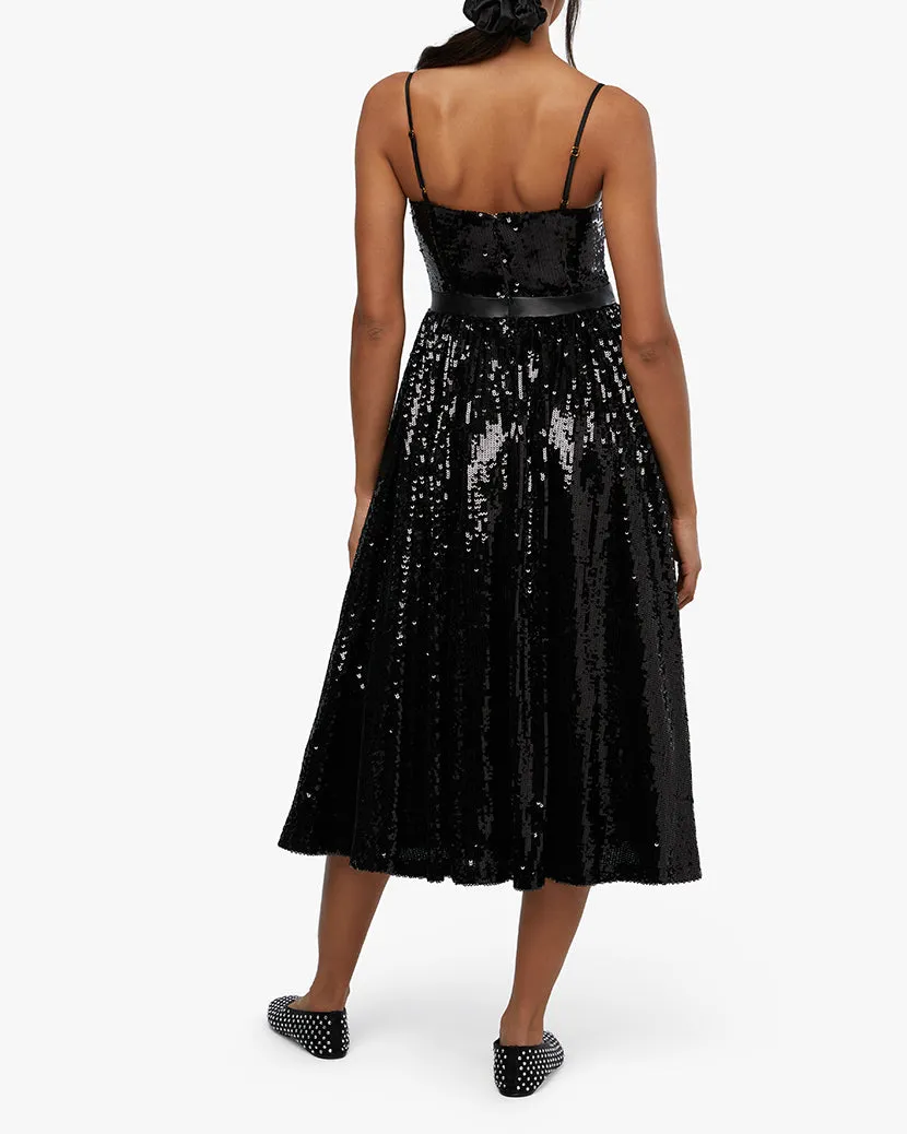 Sequin Midi Dress | Black