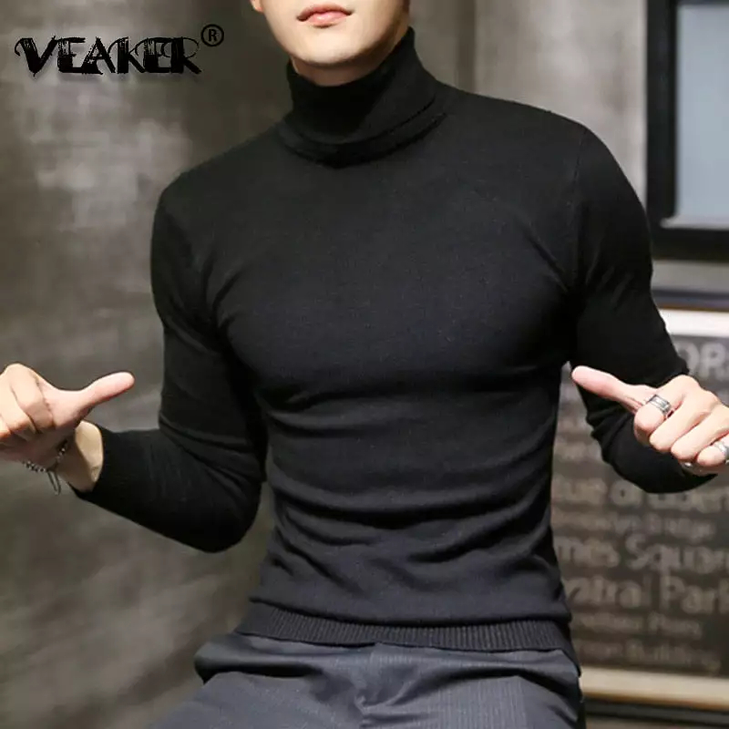 Sexy Brand Knitted Pullovers Men Solid Color Casual Male Sweater