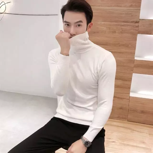 Sexy Brand Knitted Pullovers Men Solid Color Casual Male Sweater