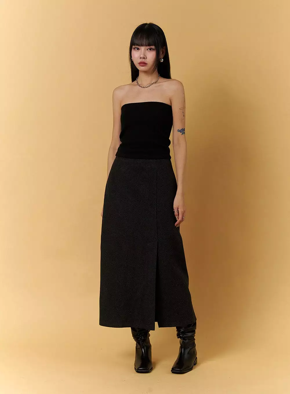 Slit-Side Maxi Skirt CJ404