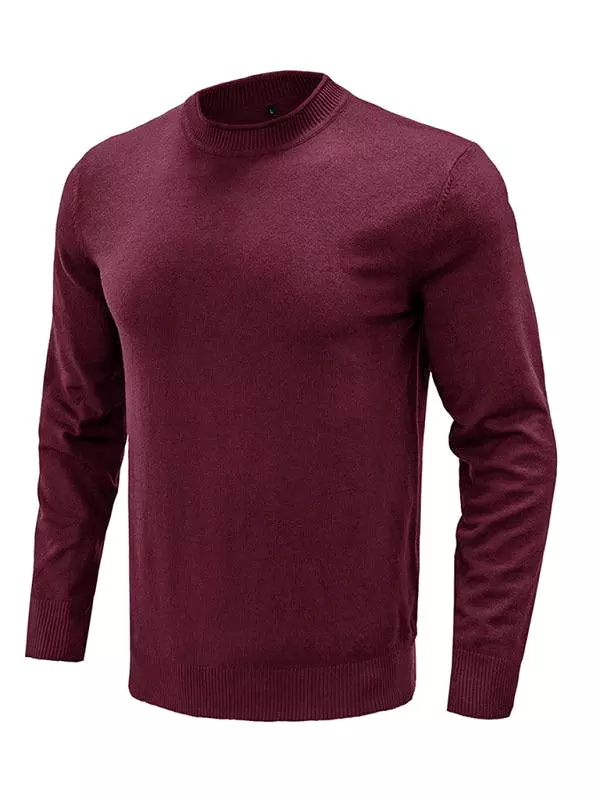 Solid Crew Neck Pullover Men Sweater