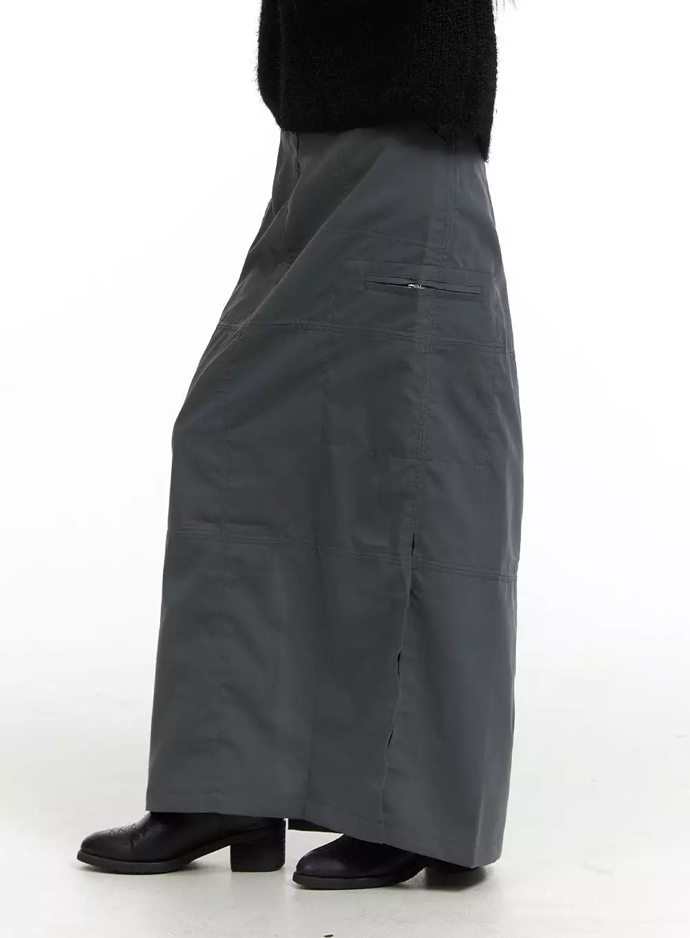 Solid Maxi Cargo Skirt CJ417