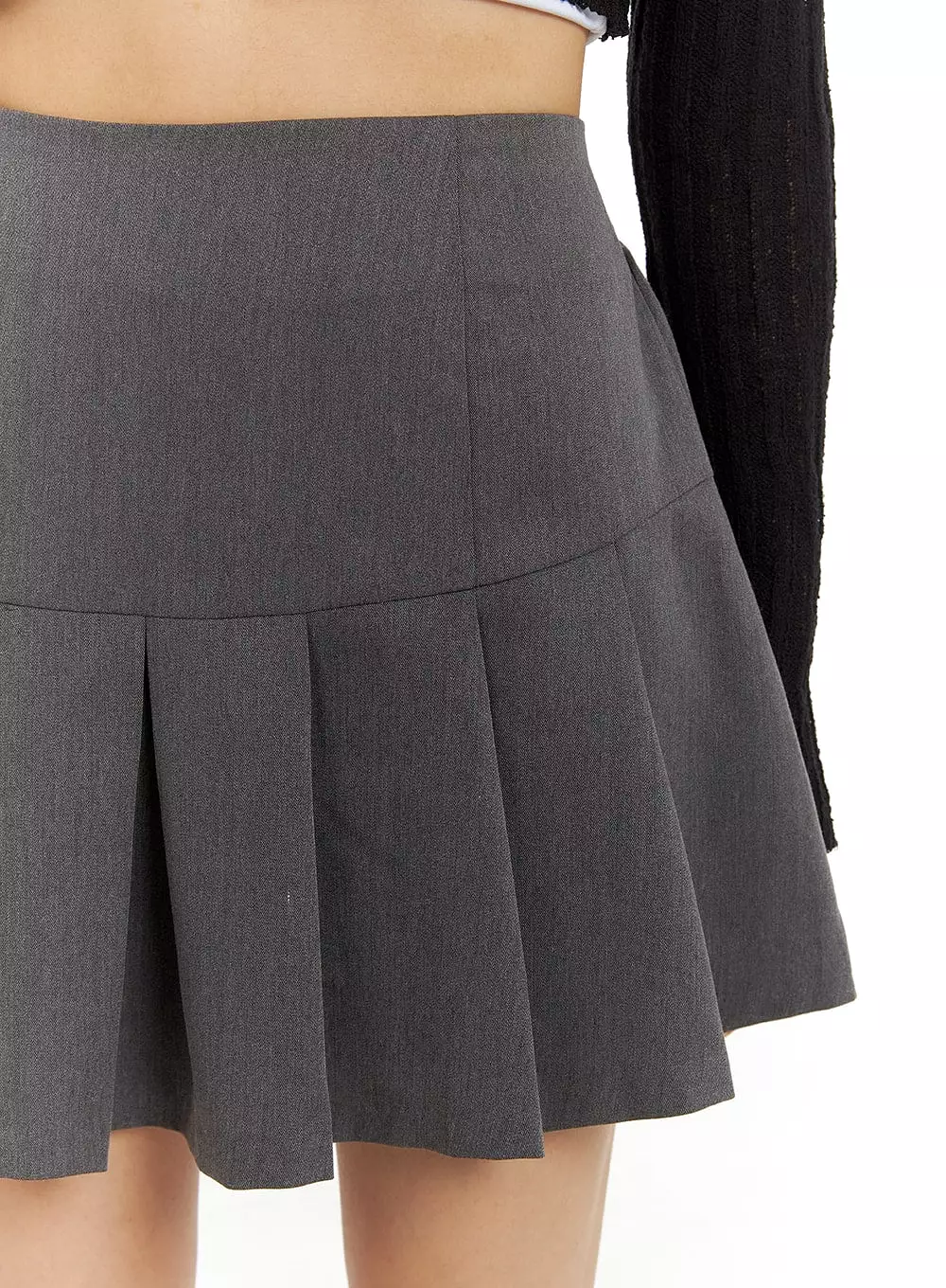 Solid Pleated Cotton Mini Skirt CM427