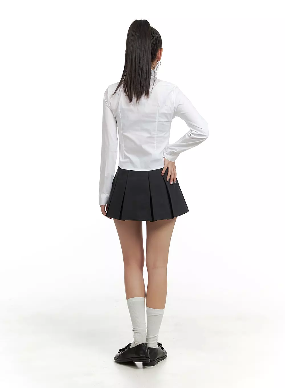 Solid Pleated Mini Skirt OA416