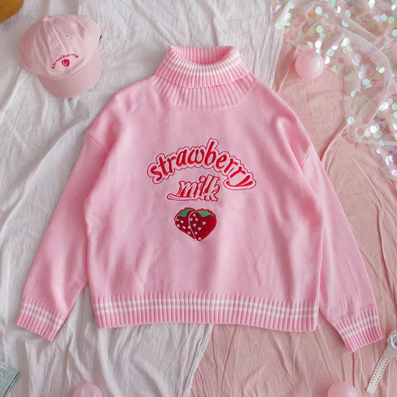 Strawberry Turtleneck Sweater AD11817