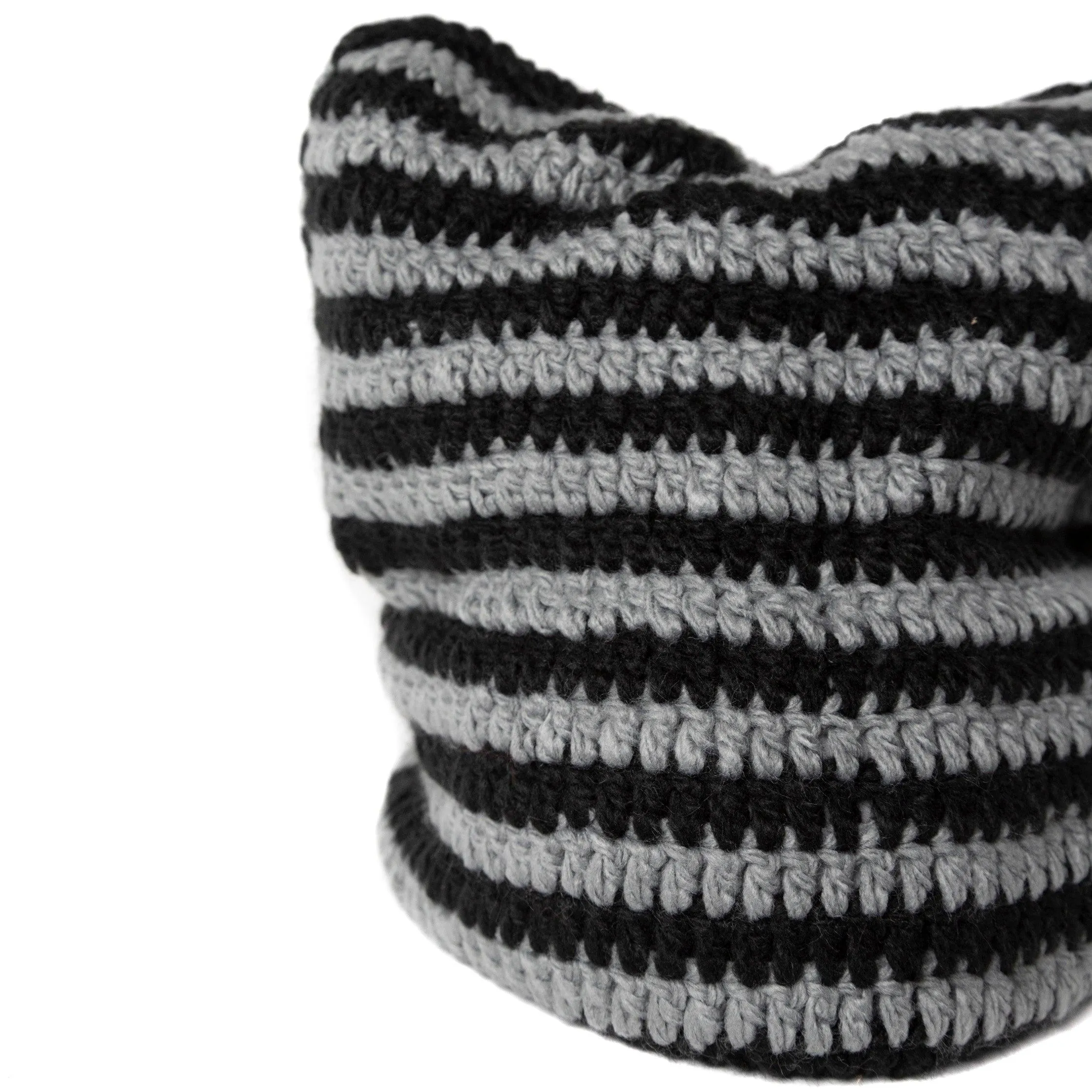 Striped Crochet Black/Grey Beanies