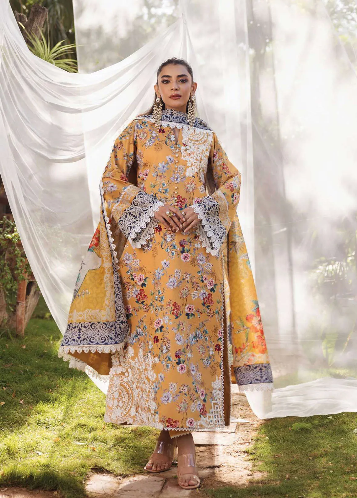 Tahra By Zainab Chottani Embroidered Lawn 3 Piece Unstitched Suit ZC24T 2A BEEHA