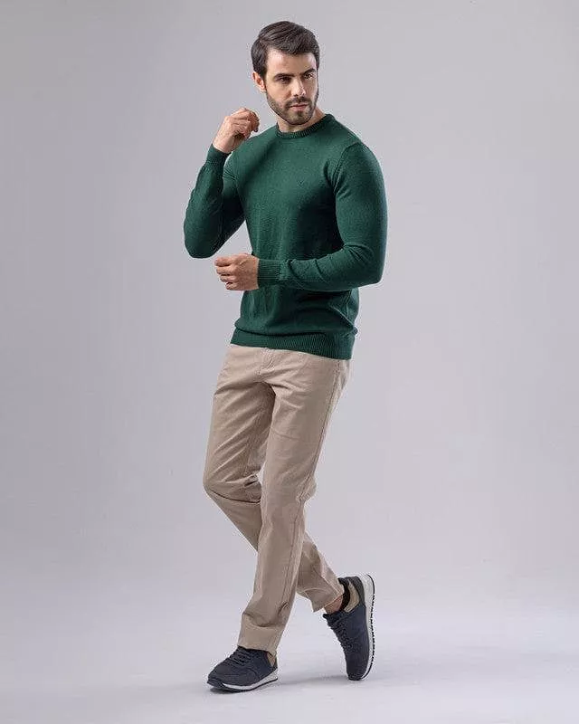 TEXTURED COTTON SWEATER - OLIVE