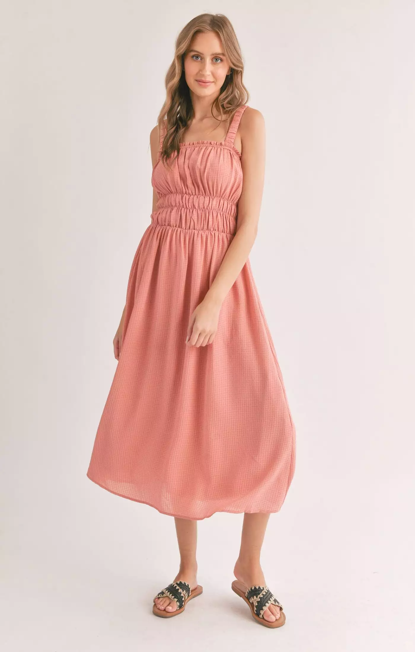 The Heat Gathered Bust Detail Midi Dress