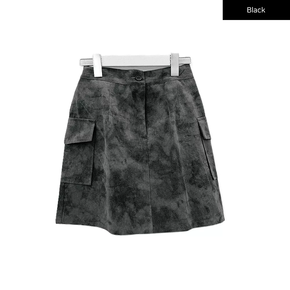 Tie Dye Cargo Mini Skirt CM11