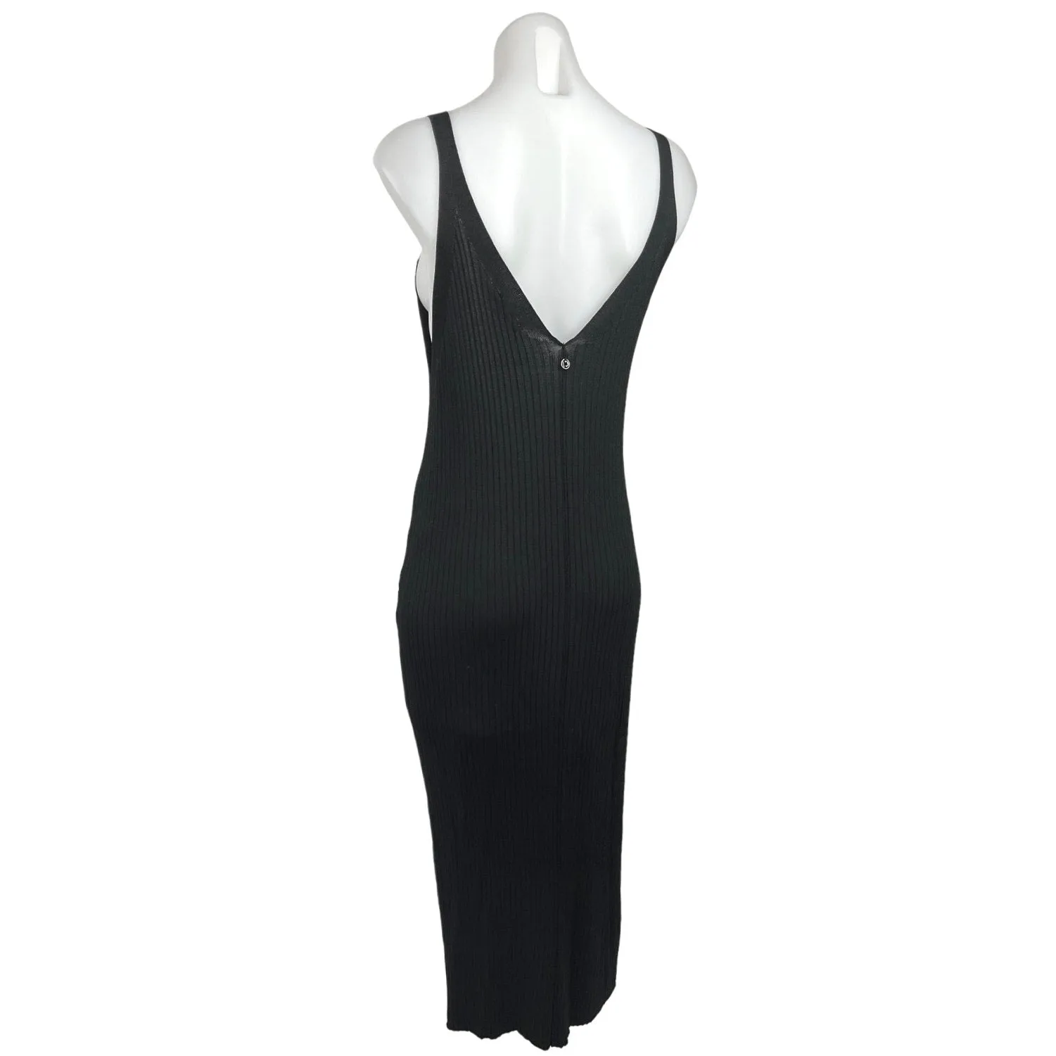 Tom Tailor Denim Women's Black Sleeveless Stretch V-Neck Midi Gown Dress Size L