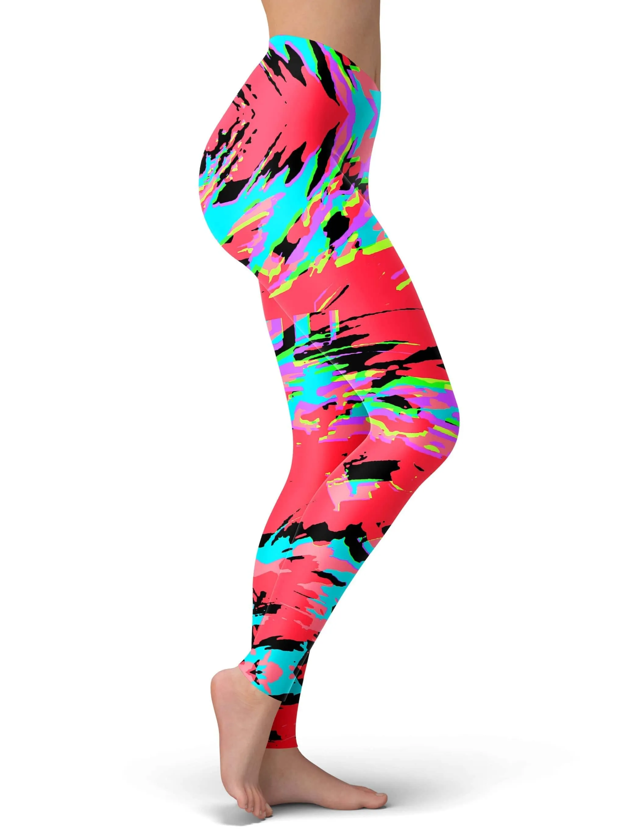 Tropical Coral Glitch Leggings