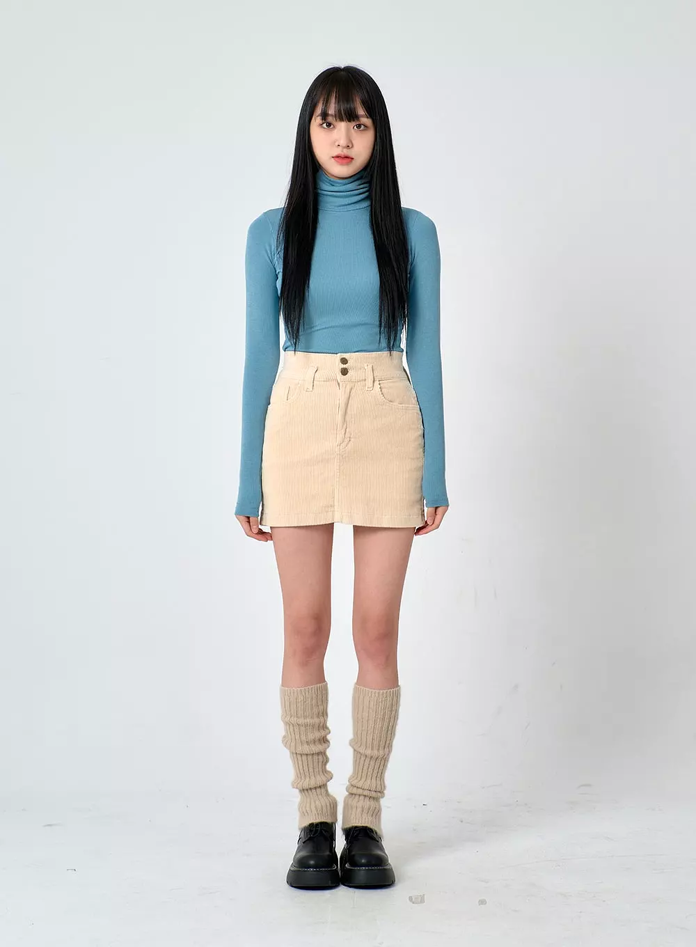 Two Button Corduroy Mini Skirt ON29