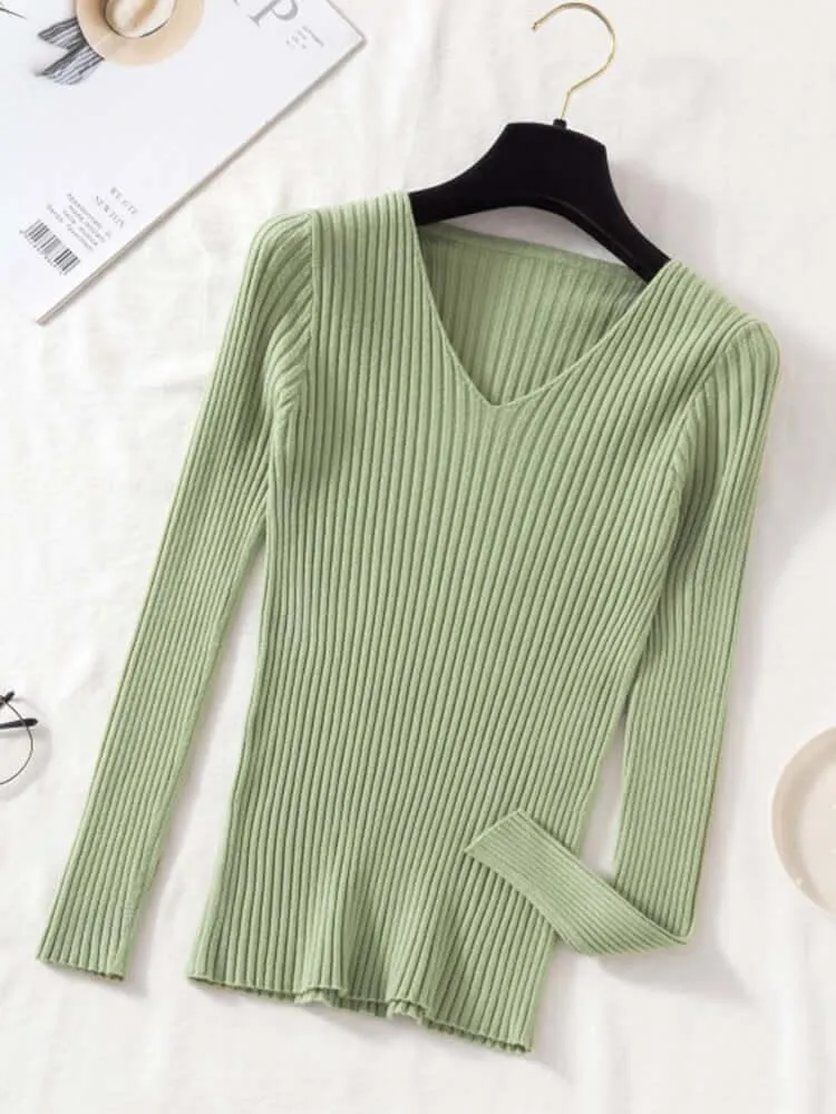 V-Neck Women's Pullover Sweater