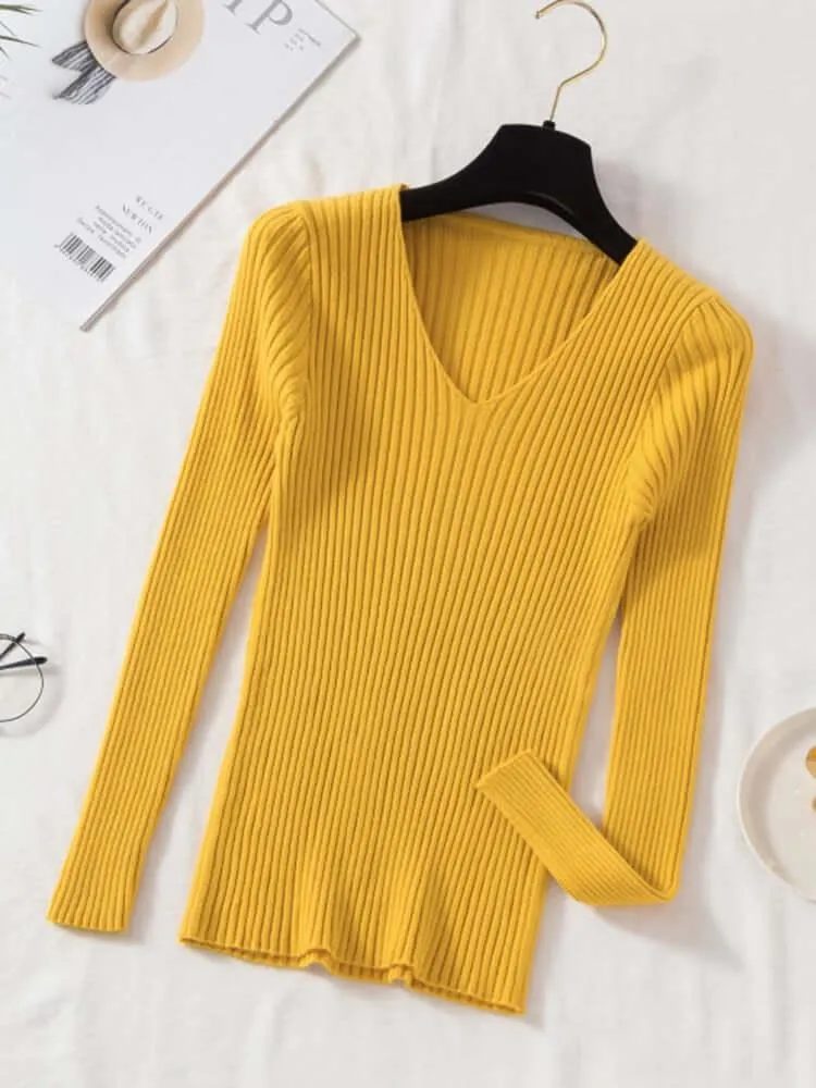 V-Neck Women's Pullover Sweater