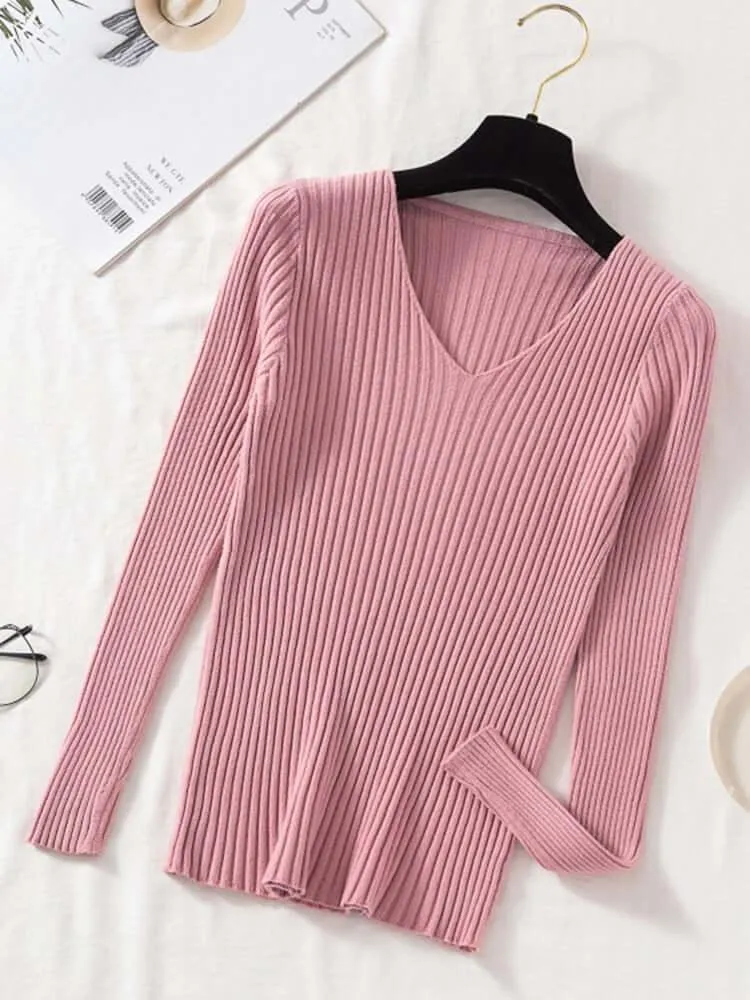 V-Neck Women's Pullover Sweater