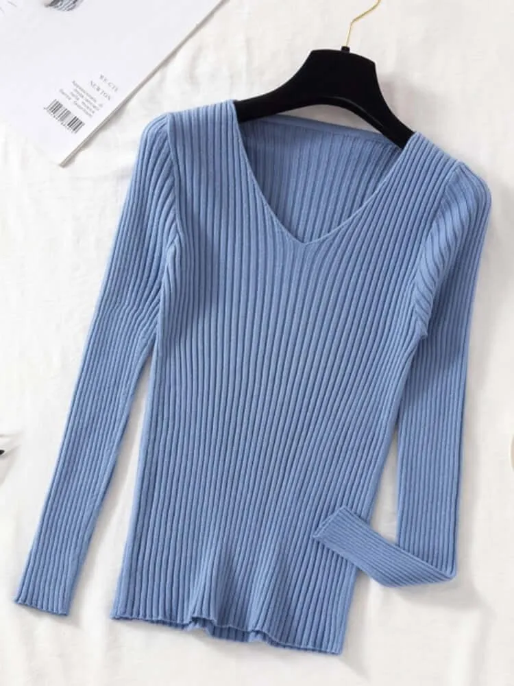 V-Neck Women's Pullover Sweater