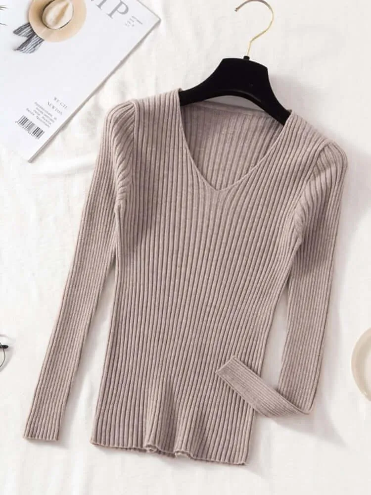 V-Neck Women's Pullover Sweater