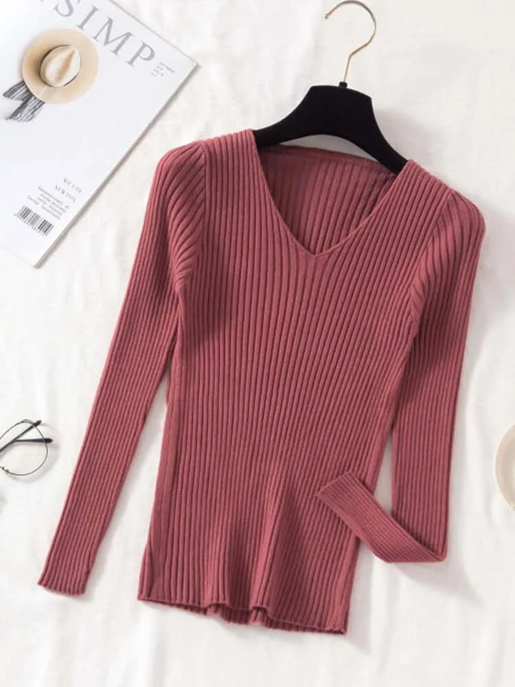 V-Neck Women's Pullover Sweater