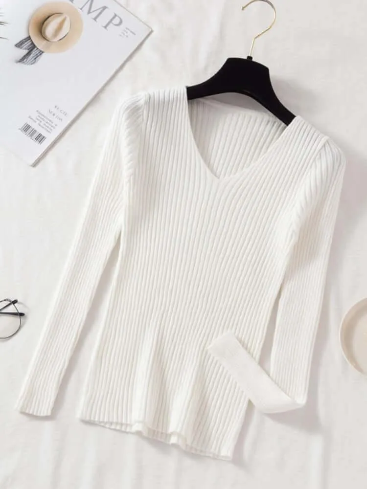 V-Neck Women's Pullover Sweater