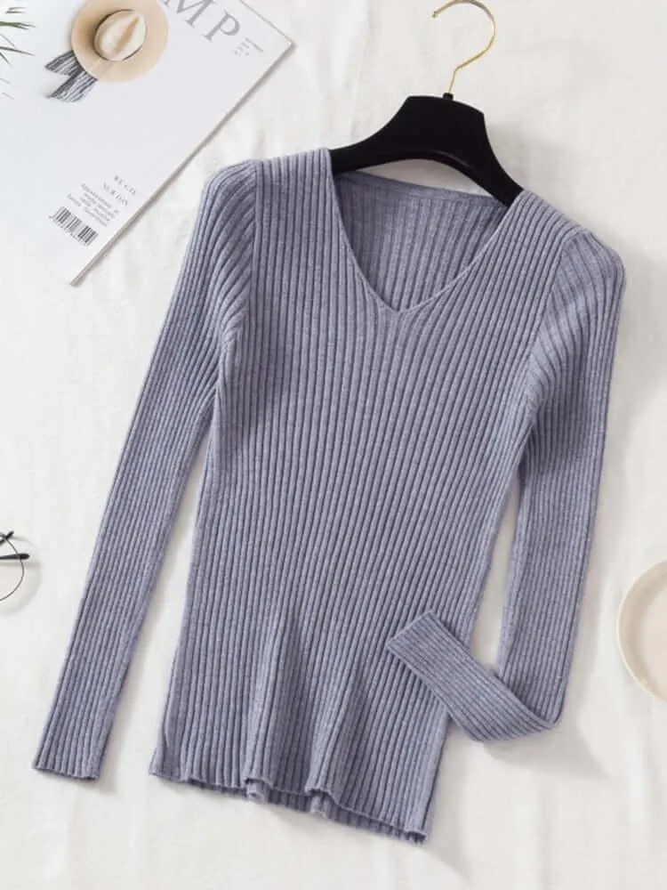 V-Neck Women's Pullover Sweater