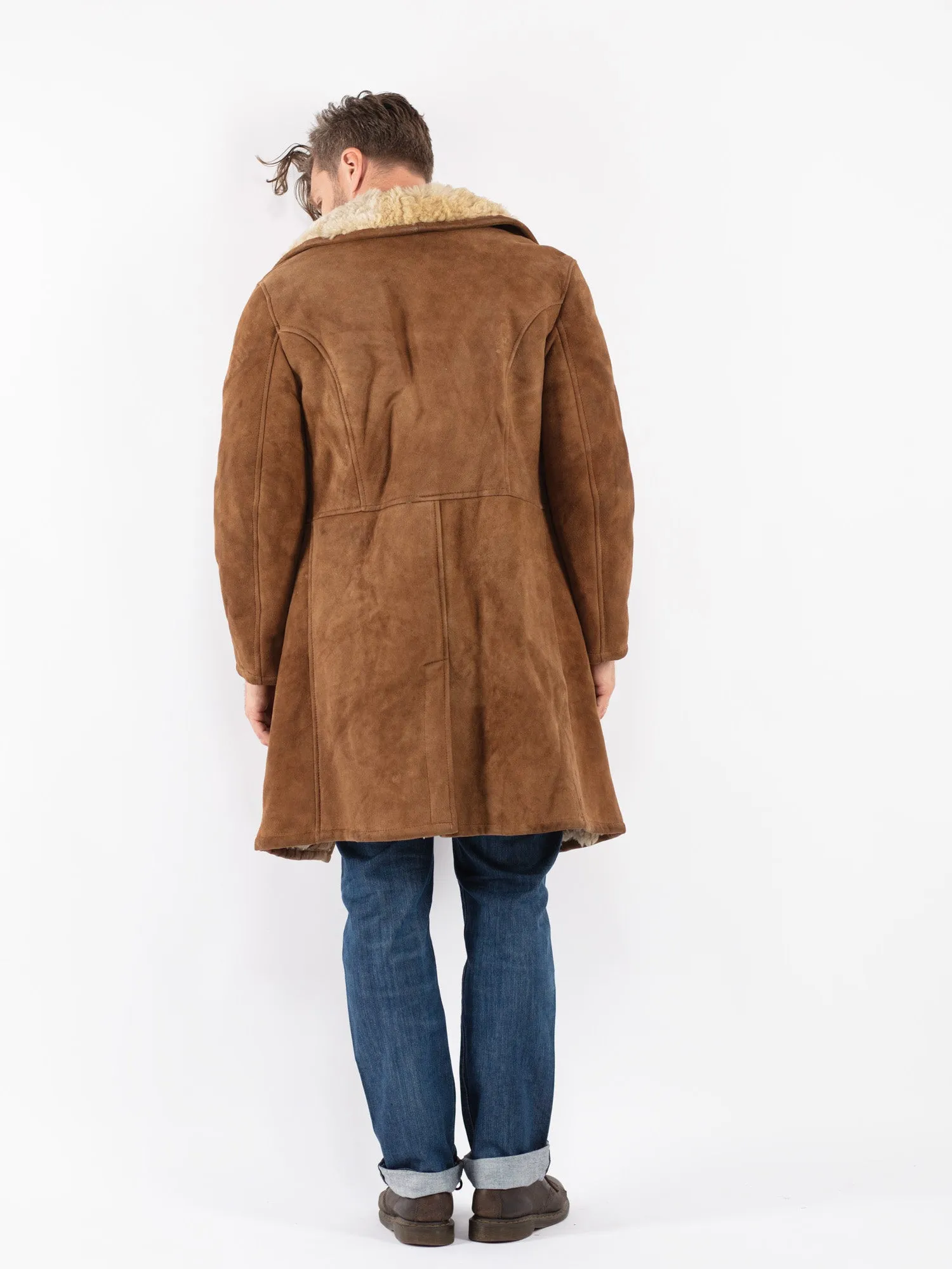 Vintage 70's Men Sheepskin Coat in Brown