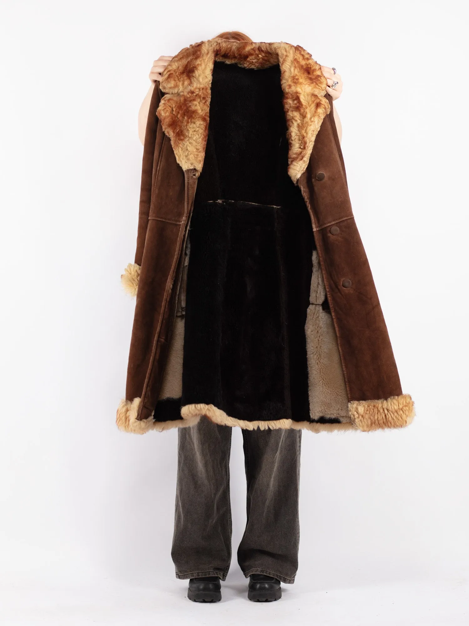 Vintage 70's Penny Lane Sheepskin Coat in Brown