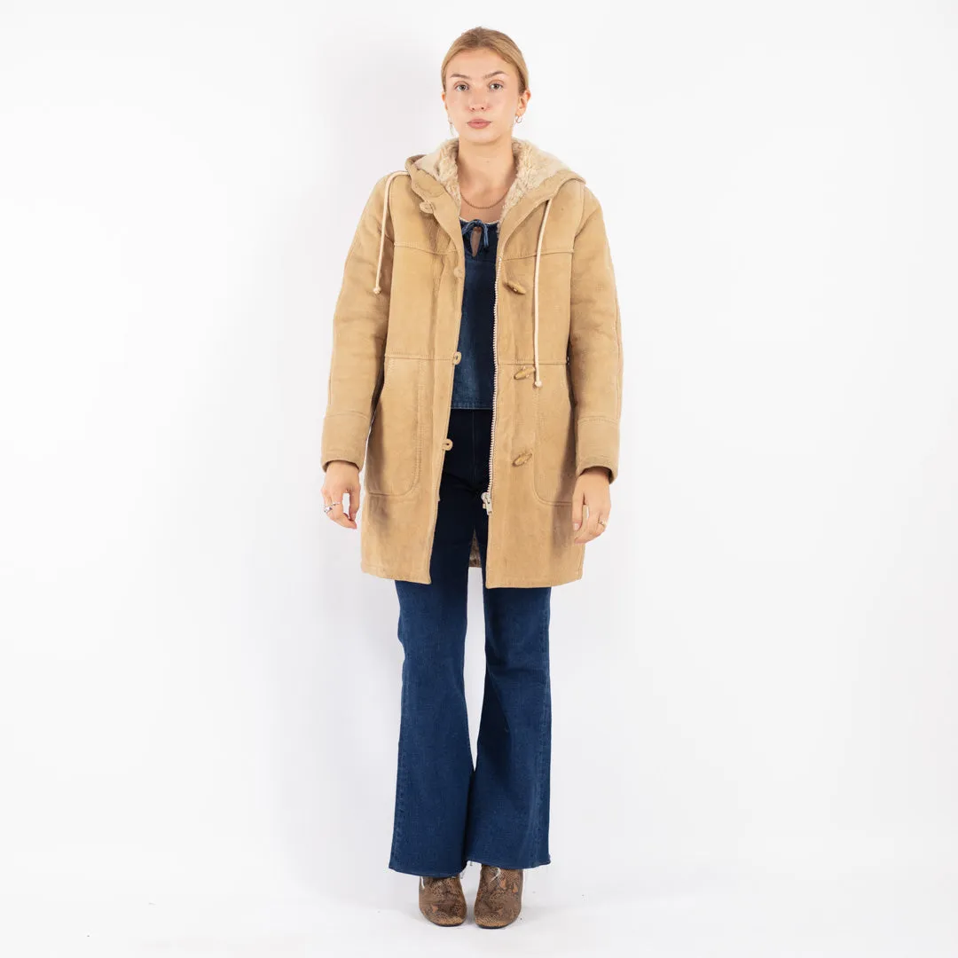 Vintage 70's Women Sheepskin Coat in Beige