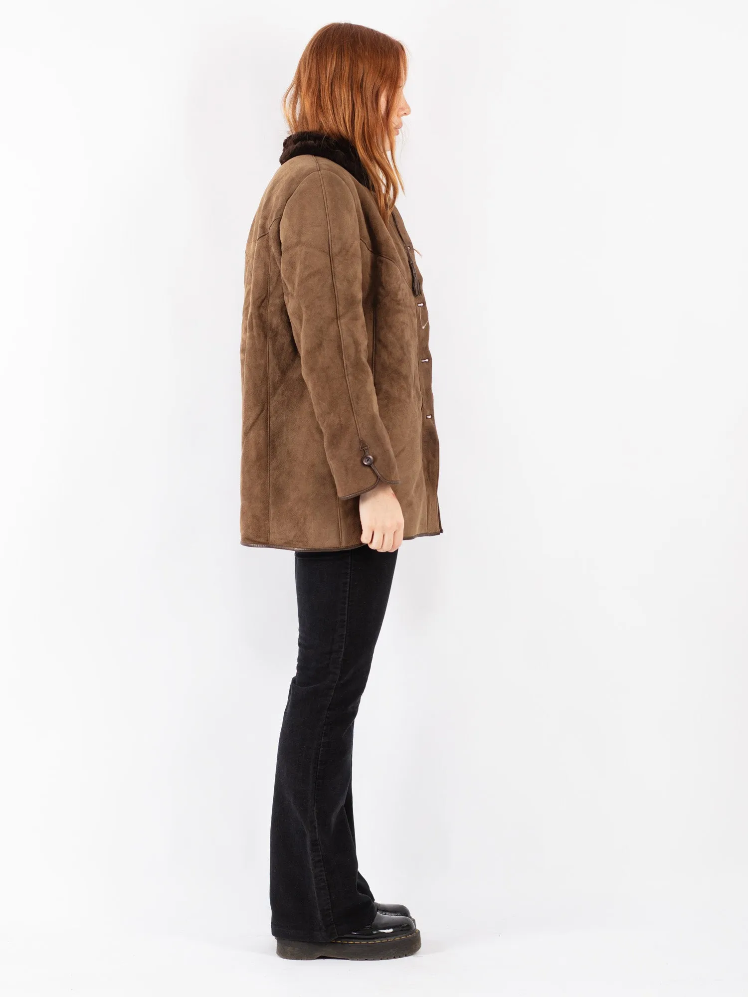 Vintage 70's Women Sheepskin Coat in Brown