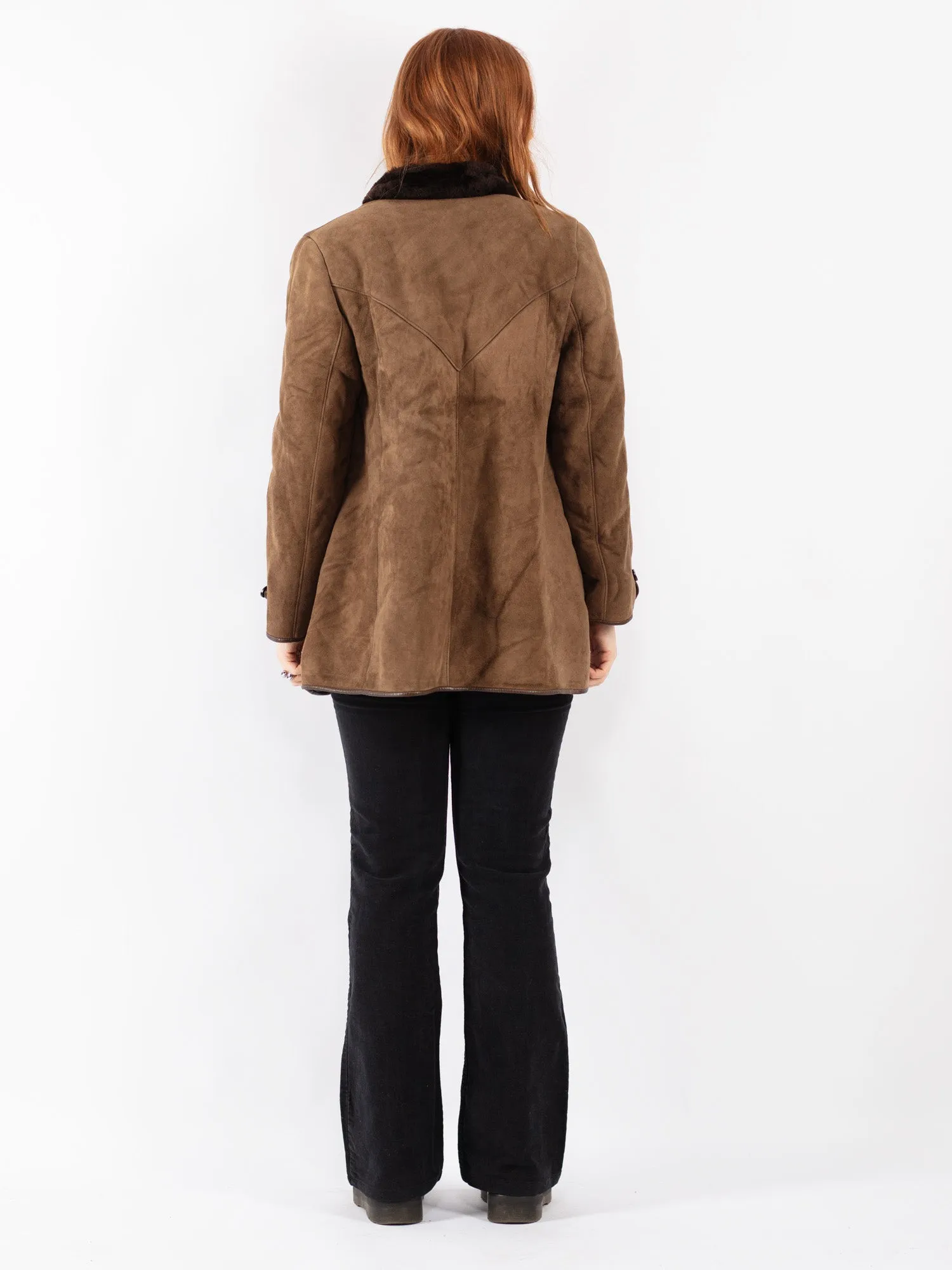 Vintage 70's Women Sheepskin Coat in Brown