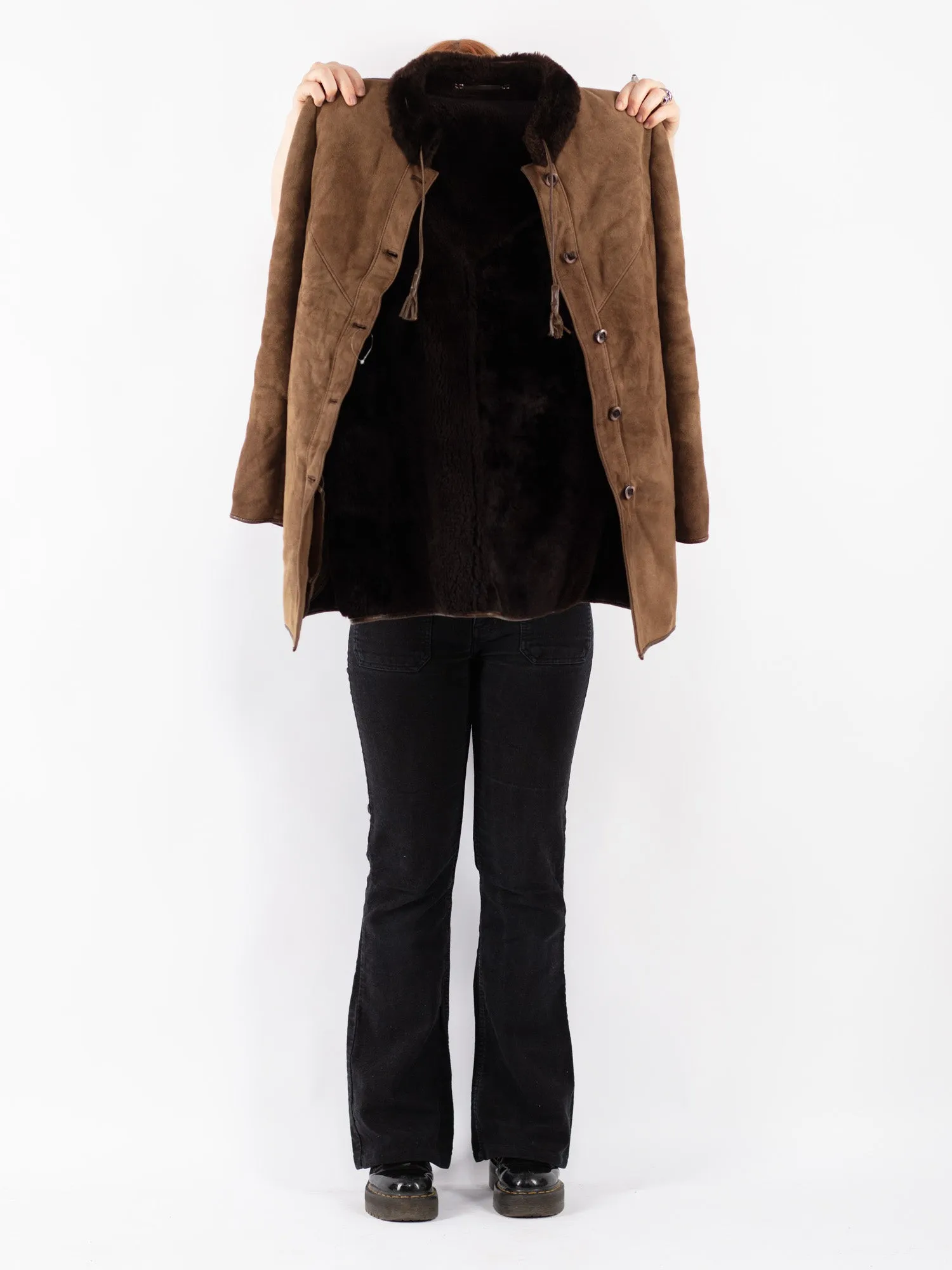 Vintage 70's Women Sheepskin Coat in Brown