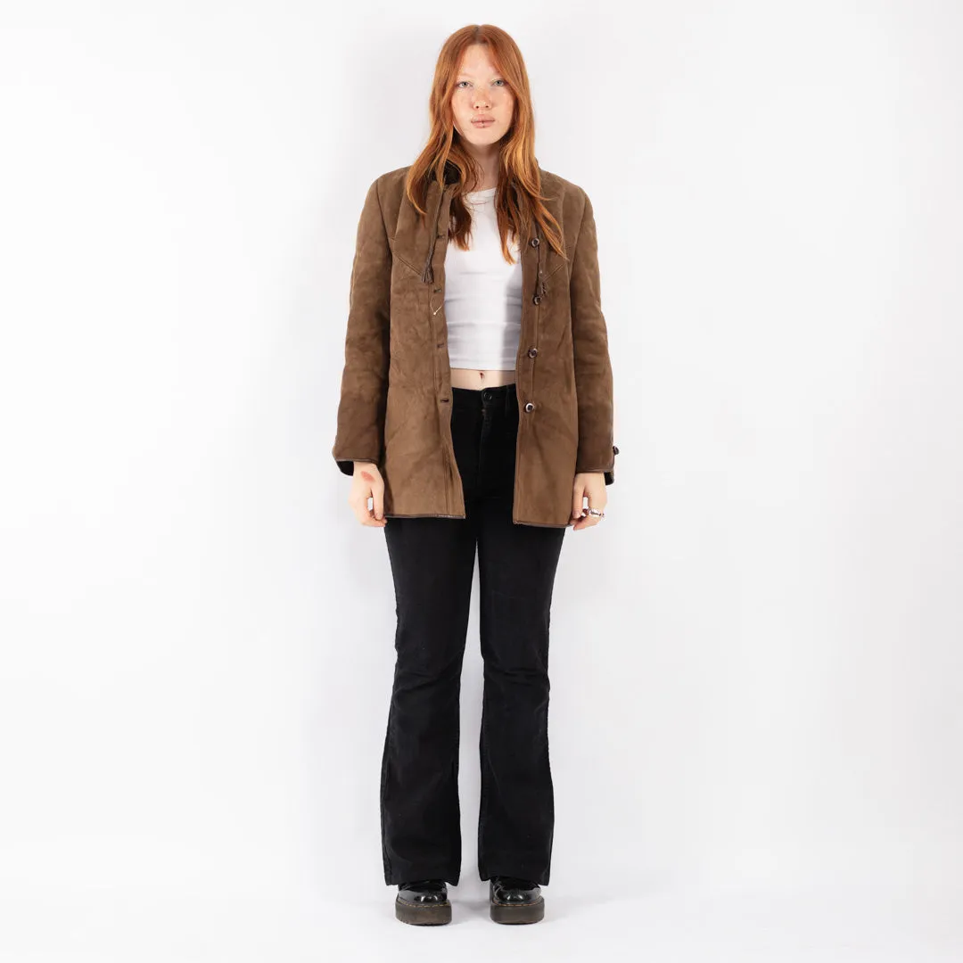 Vintage 70's Women Sheepskin Coat in Brown