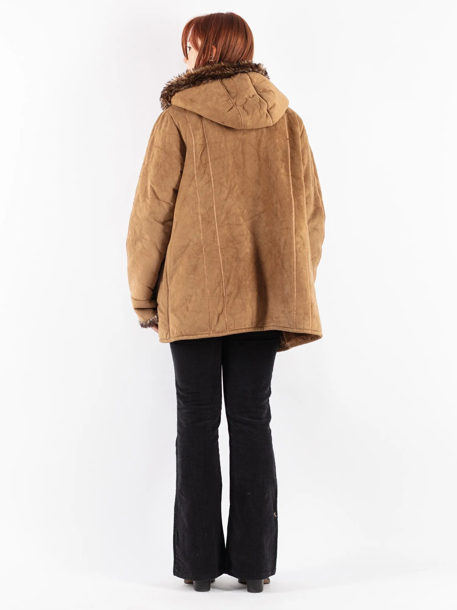 Vintage 90's Women Sherpa Coat in Beige