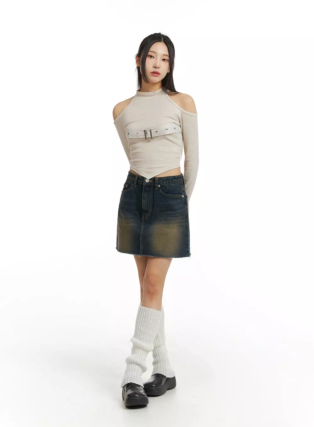 Washed Denim Mini Skirt CJ416