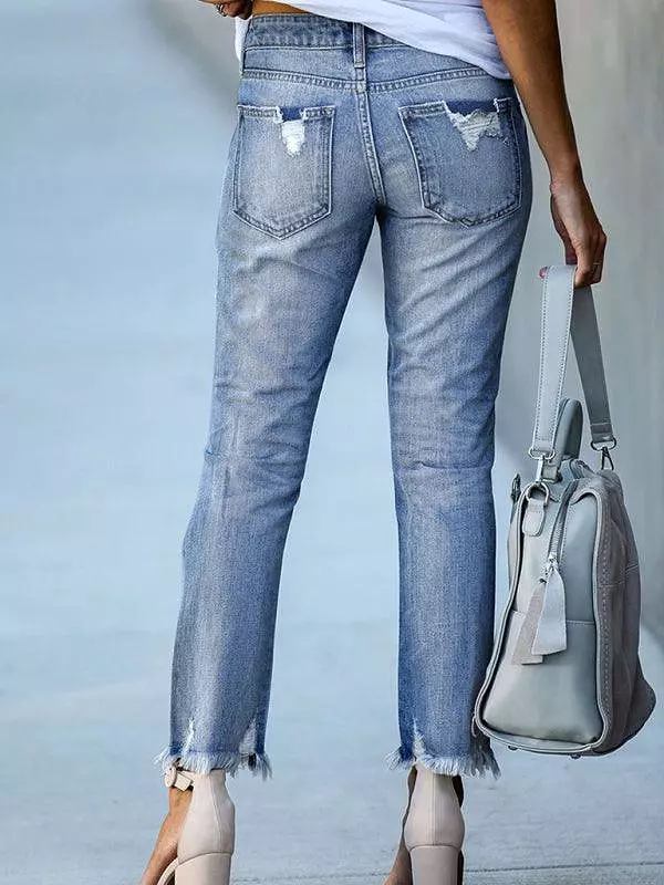 Women’s Ripped Straight Leg Jeans