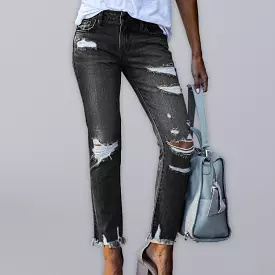 Women’s Ripped Straight Leg Jeans