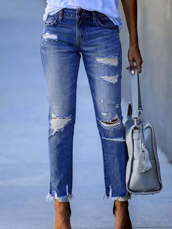 Women’s Ripped Straight Leg Jeans