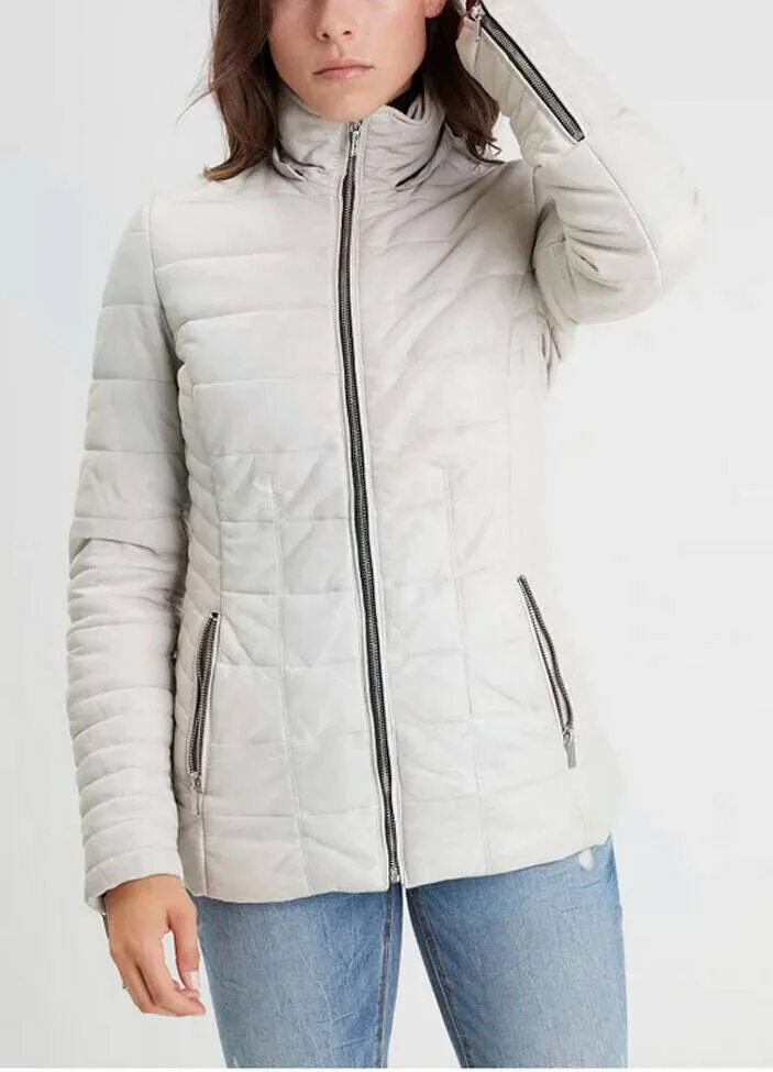 Women's white hooded down jacket \101292\