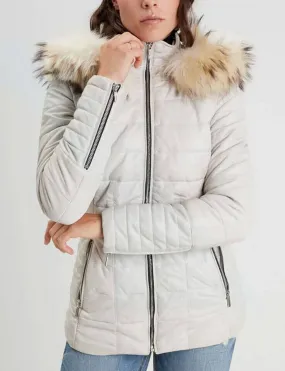 Women's white hooded down jacket \101292\