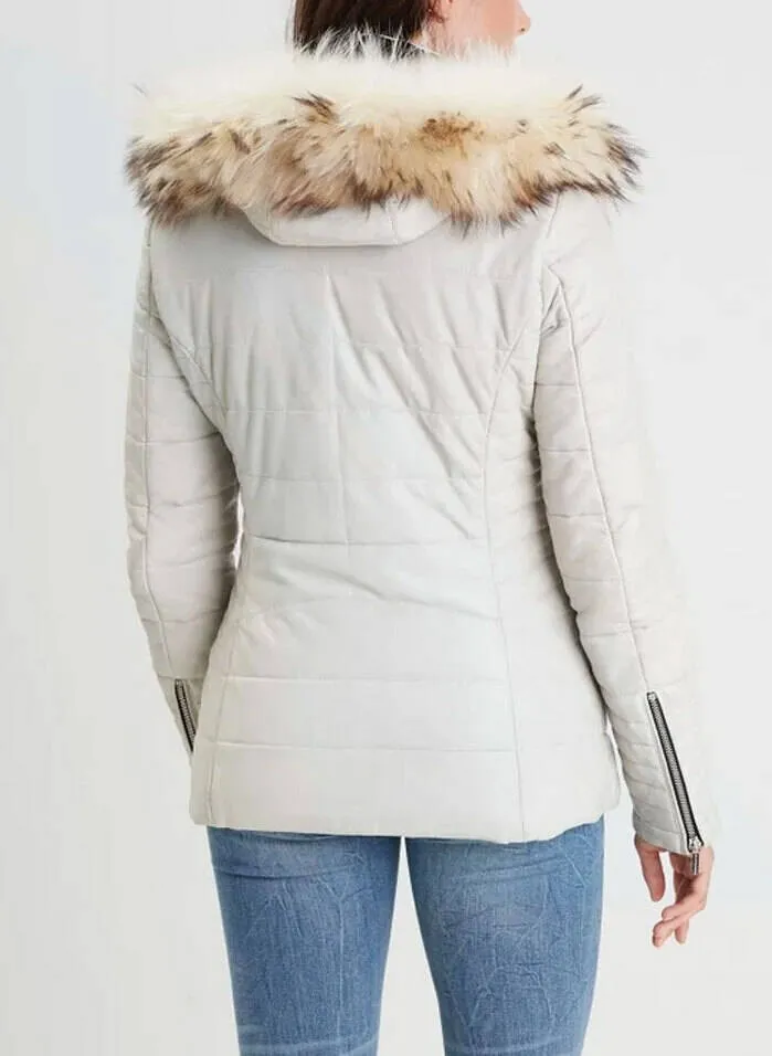 Women's white hooded down jacket \101292\