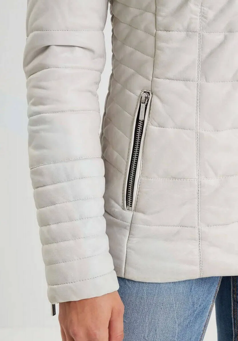 Women's white hooded down jacket \101292\