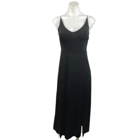 Zara Black Scoop Neck Crisscross Back Spaghetti Strap Front Slit Midi Dress Sz S