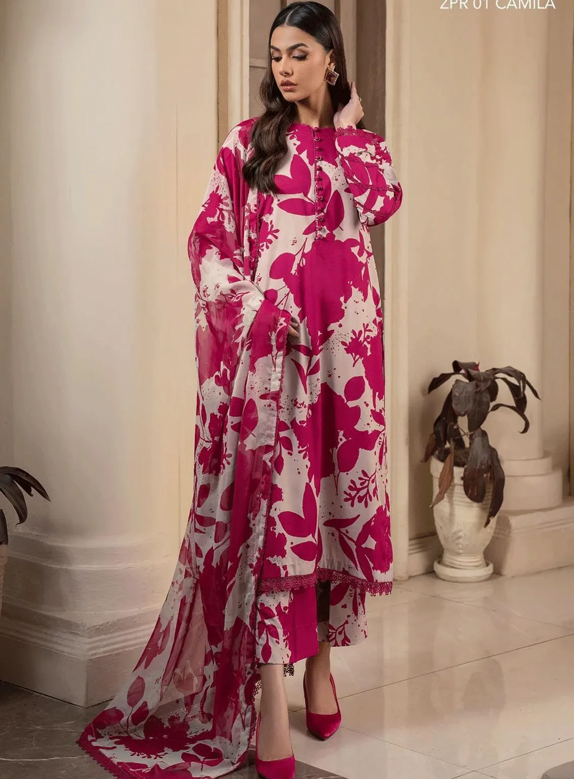 Zarif Printed Georgette Silk Unstitched 3 Piece Suit - ZF23GS ZPR-01 CAMILA