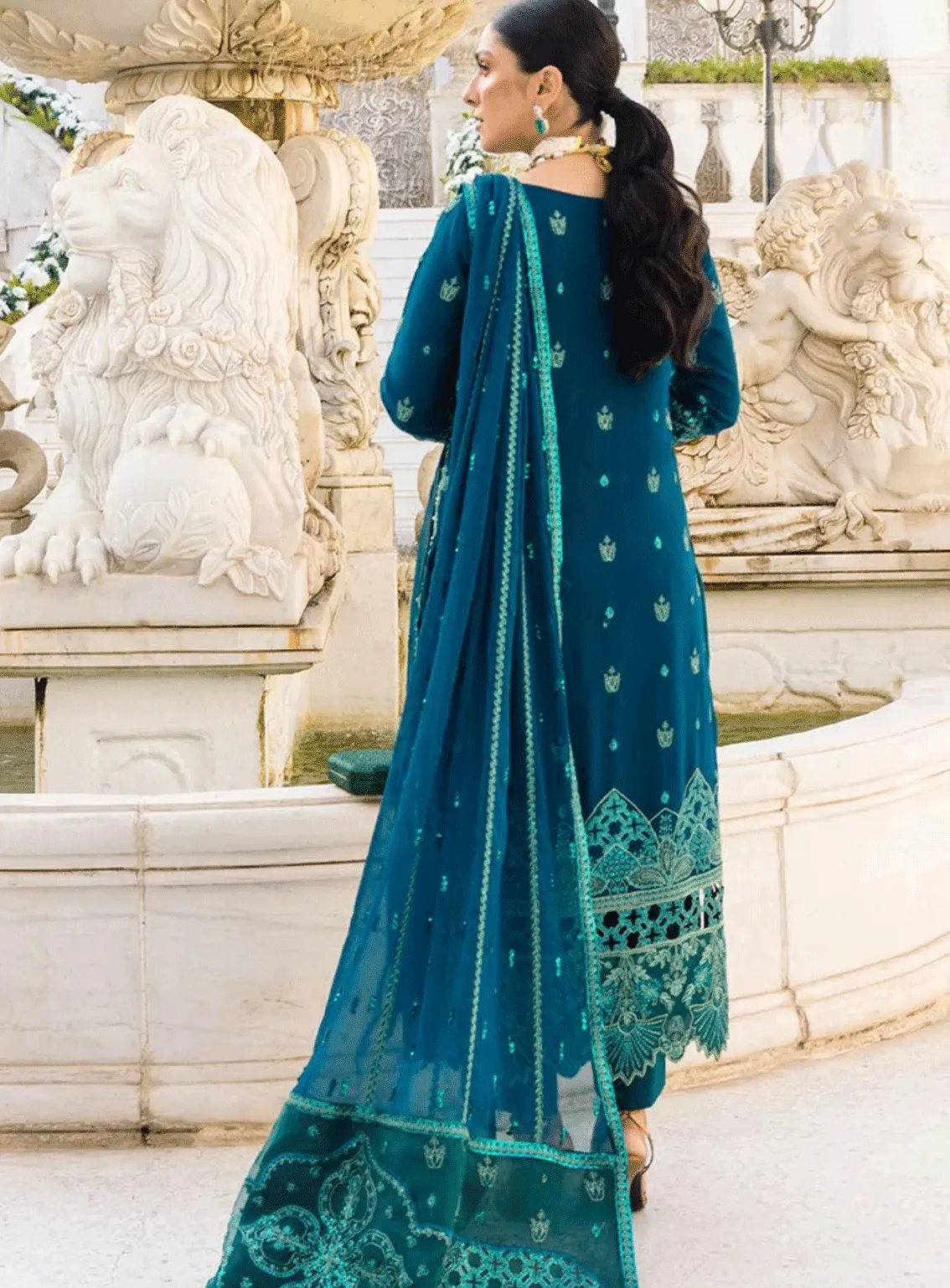 Zimal By Emaan Adeel Embroidered Chiffon Unstitched 3 Piece Suit - EA23ZF ZM-04 NOORI