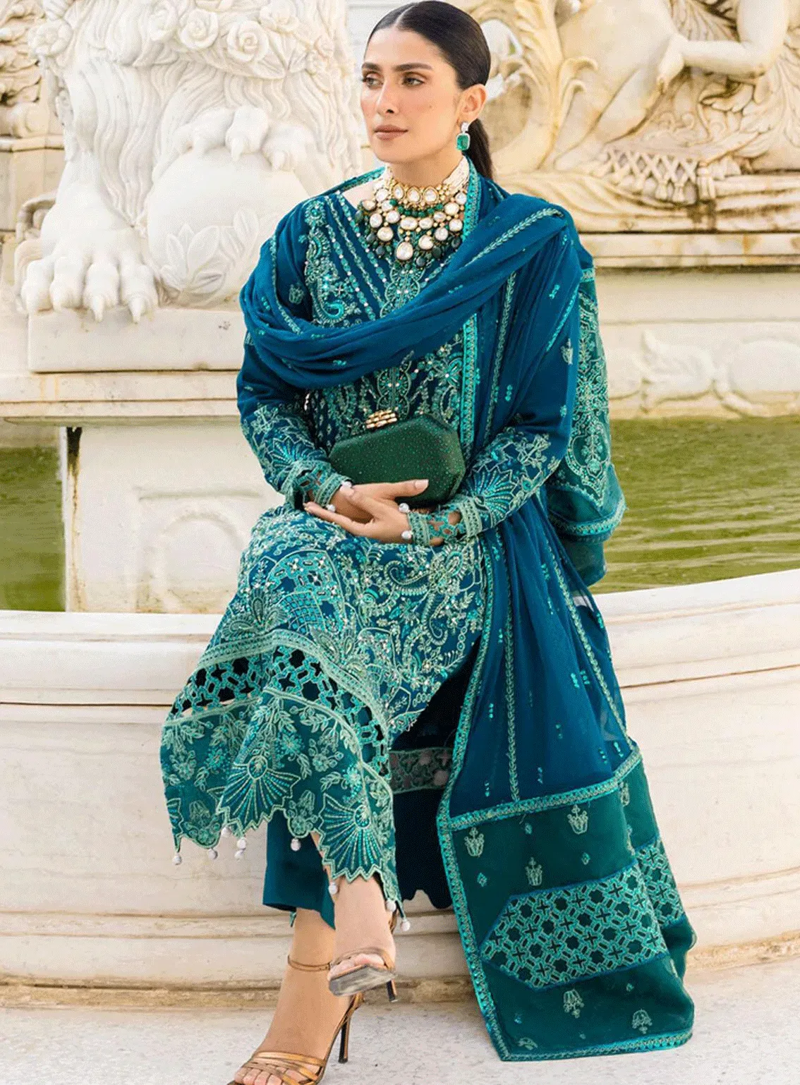 Zimal By Emaan Adeel Embroidered Chiffon Unstitched 3 Piece Suit - EA23ZF ZM-04 NOORI