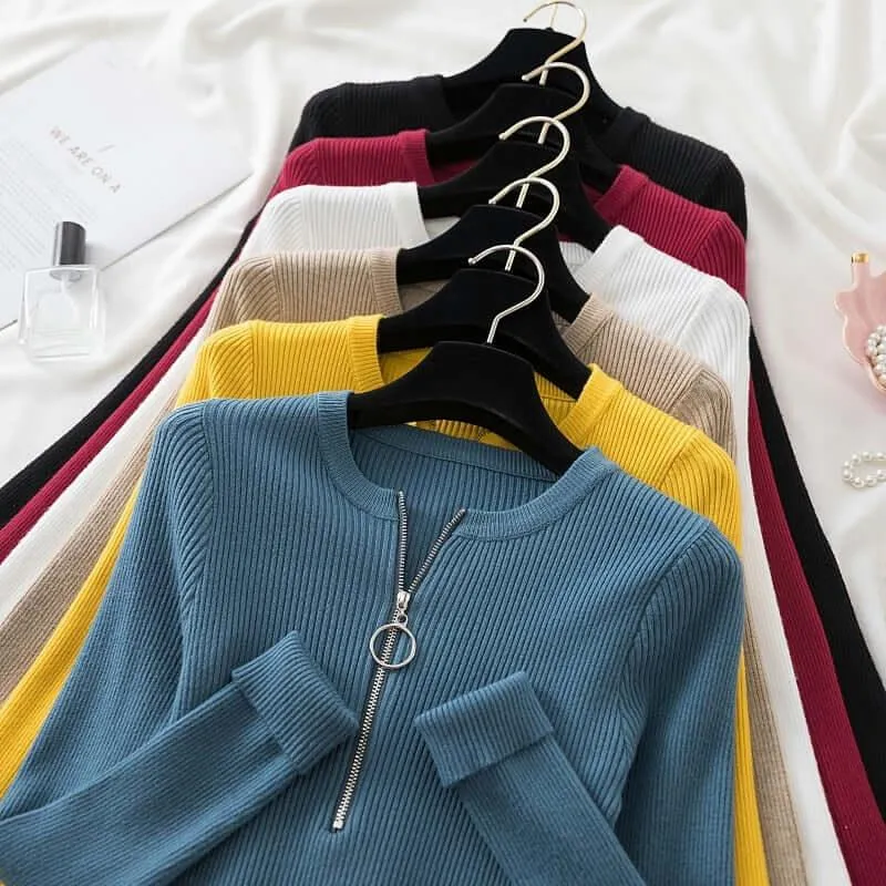 Zipper Mock Neck Sweater