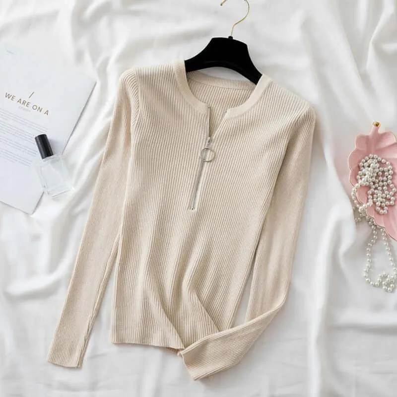 Zipper Mock Neck Sweater