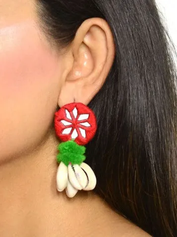 Zoya Pom-pom Shell Earrings