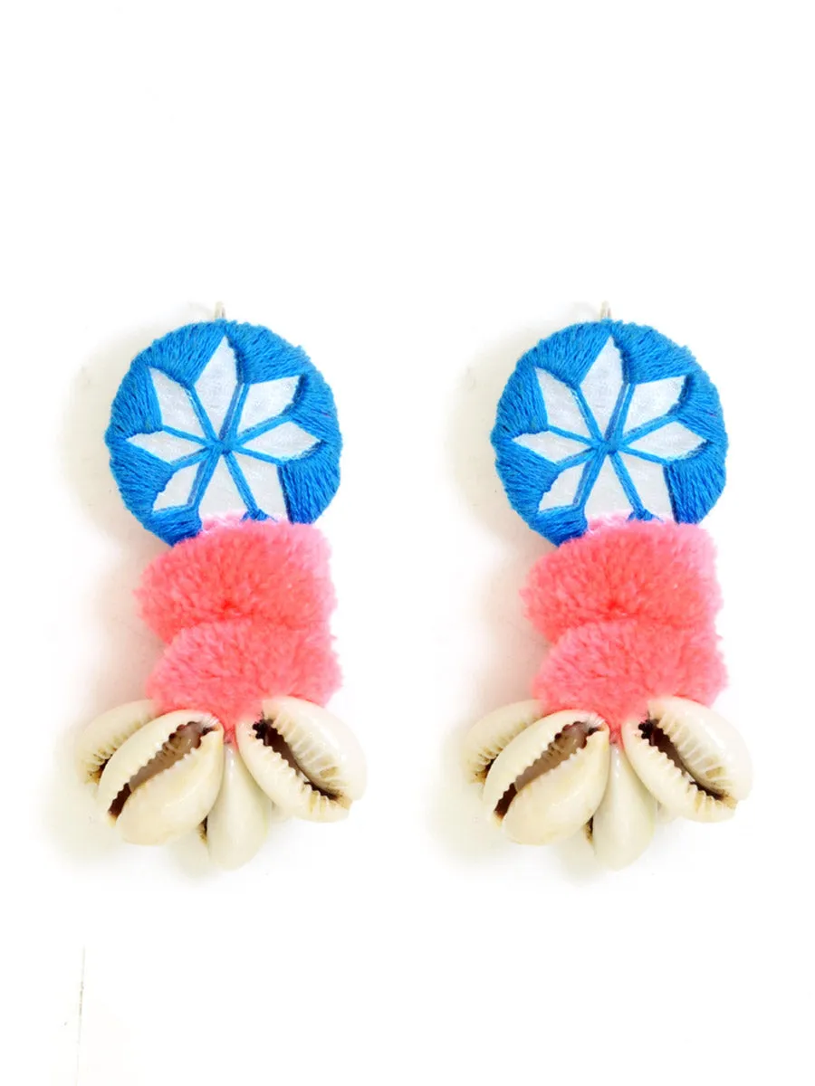 Zoya Pom-pom Shell Earrings